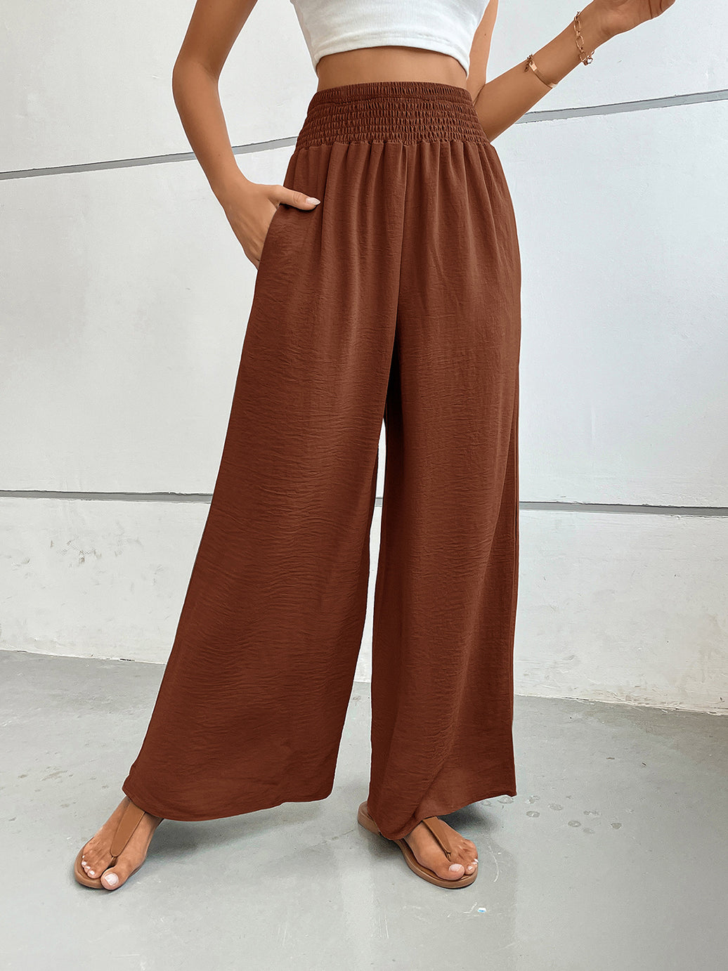 Perfee Wide Leg Pants with Pockets