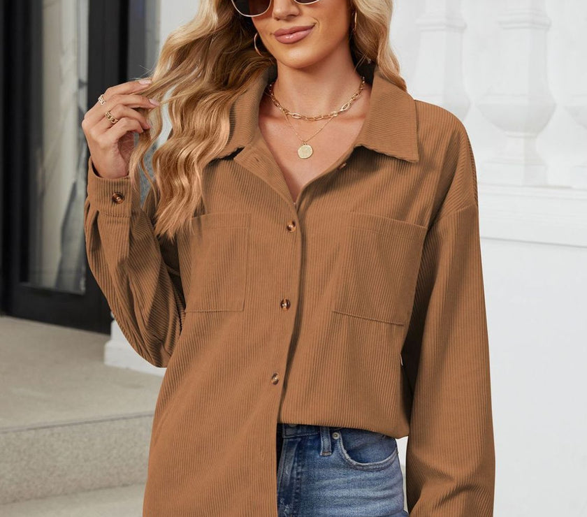 Button Up Long Sleeve Shirt with Breast Pockets