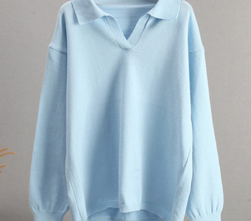 Johnny Collar Long Sleeve Top and Pants Sweater Set