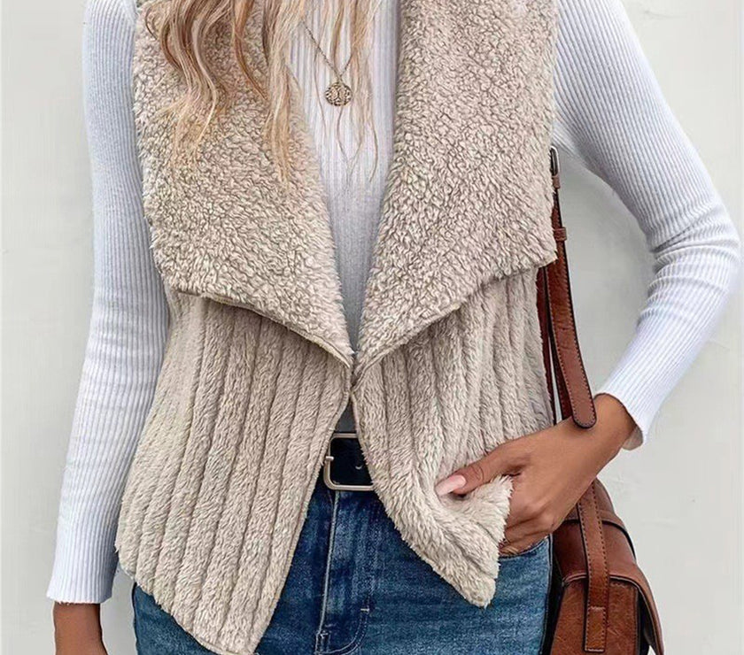 Open Front Fuzzy Vest Coat