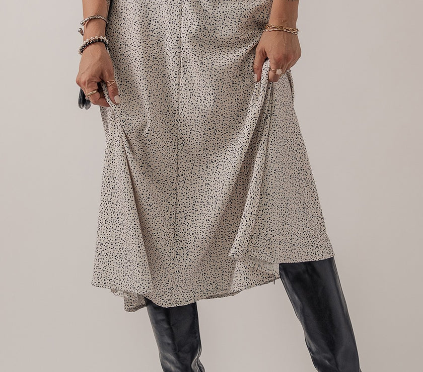 Speckle High Waist Midi Skirt