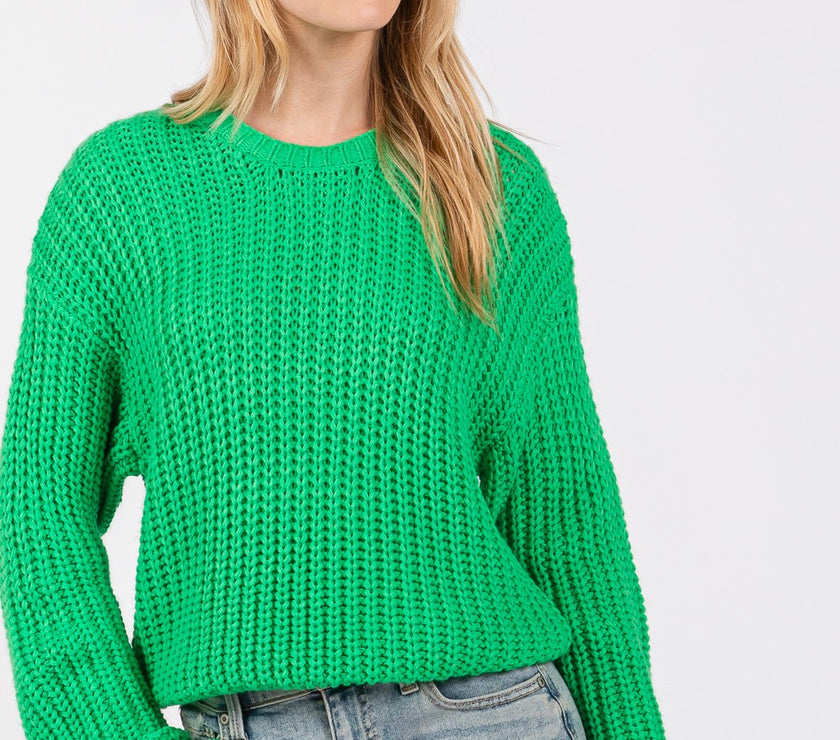SAGE + FIG Round Neck Drop Shoulder Sweater