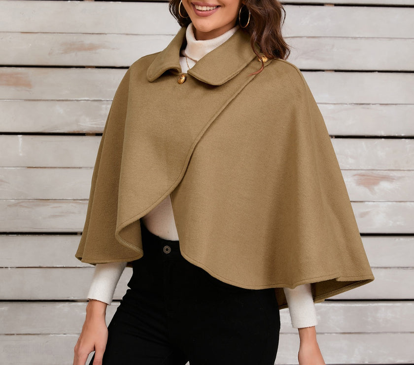 Collared Neck Cropped Cape