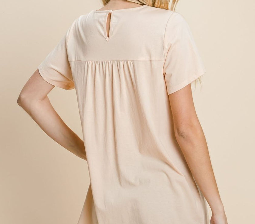 Cotton Bleu by Nu Label Eyelet Round Neck Short Sleeve T-Shirt