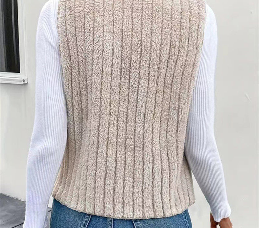Open Front Fuzzy Vest Coat