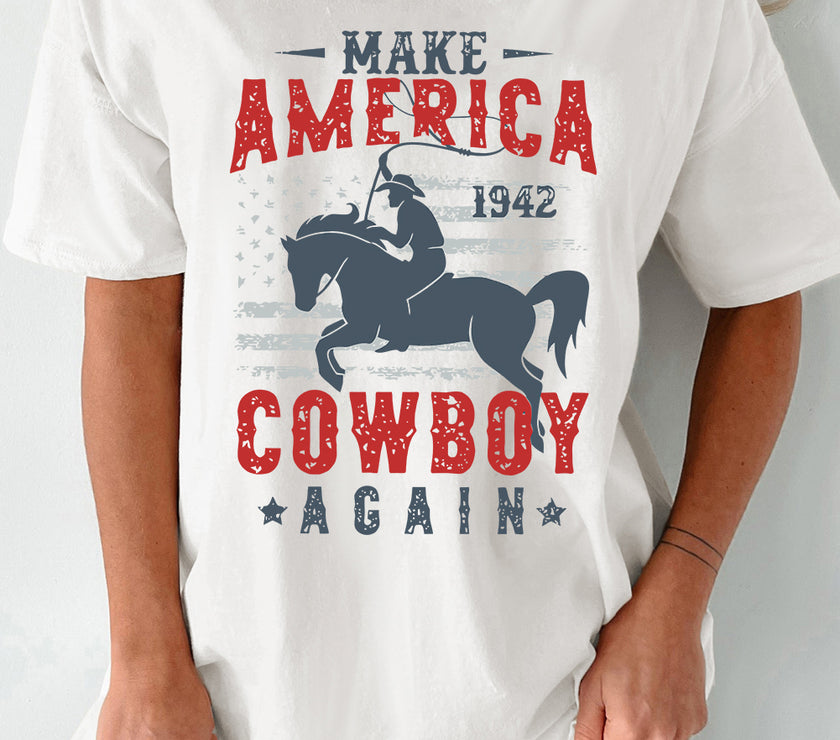 Cowboy Graphic Round Neck Half Sleeve T-Shirt