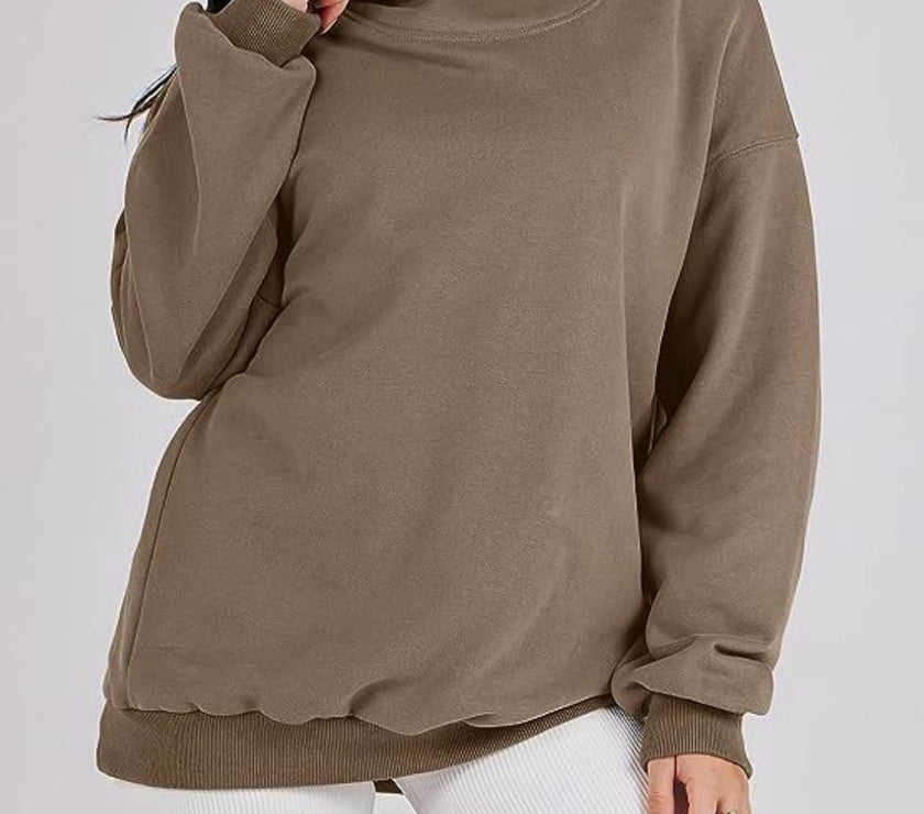 Mock Neck Drop Shoulder Long Sleeve Sweatshirt