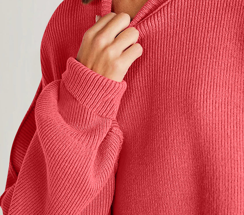 Double Take Side Slit Round Neck Long Sleeve Sweater