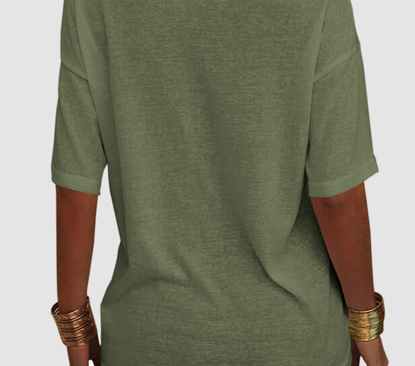 V-Neck Dropped Shoulder Half Sleeve T-Shirt