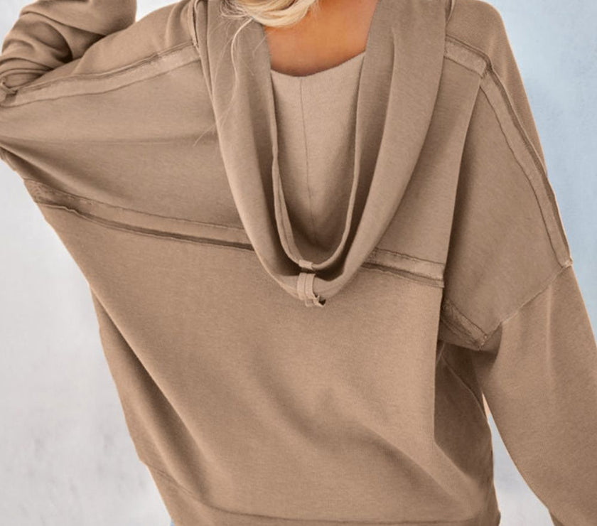 Exposed Seam Long Sleeve Hoodie