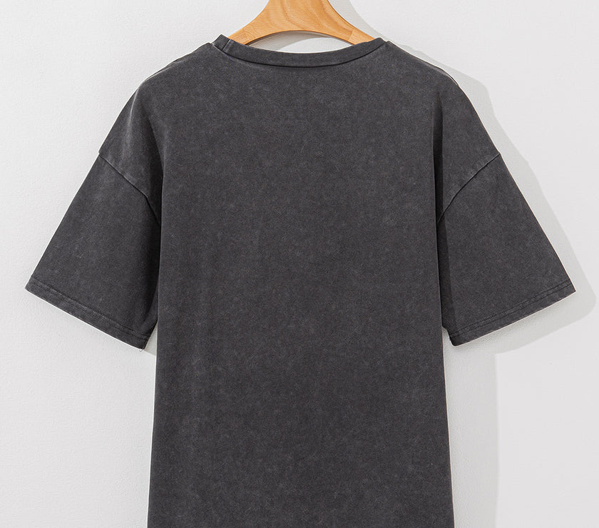 Cheetah Mineral Wash Round Neck Half Sleeve T-Shirt