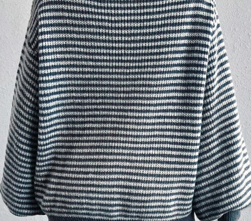Striped Boat Neck Long Sleeve Sweater