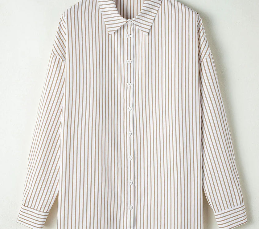 Striped Long Sleeve Mini Shirt Dress