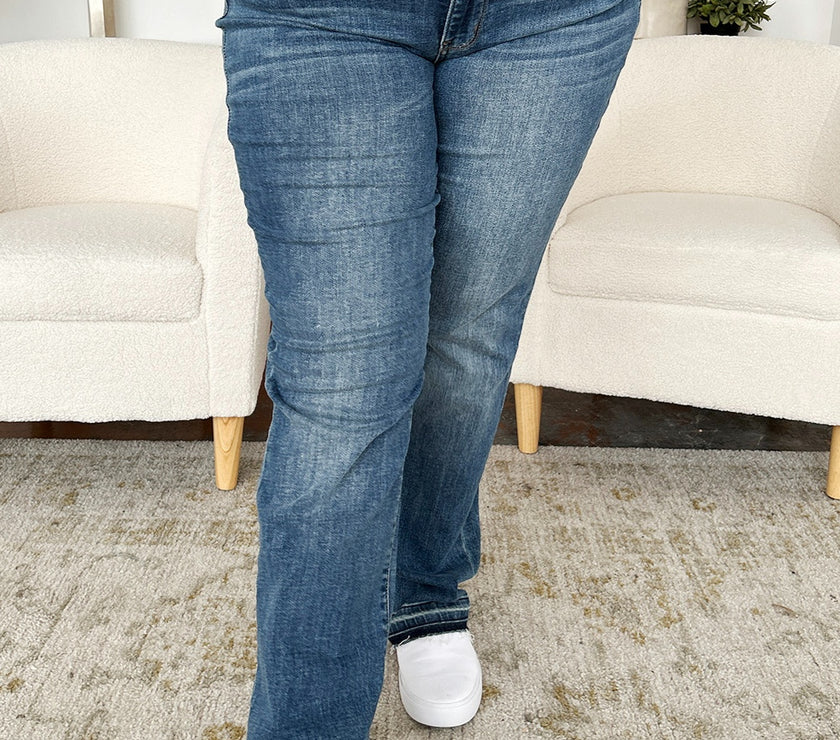 Judy Blue Full Size Mid Rise Release Hem Jeans