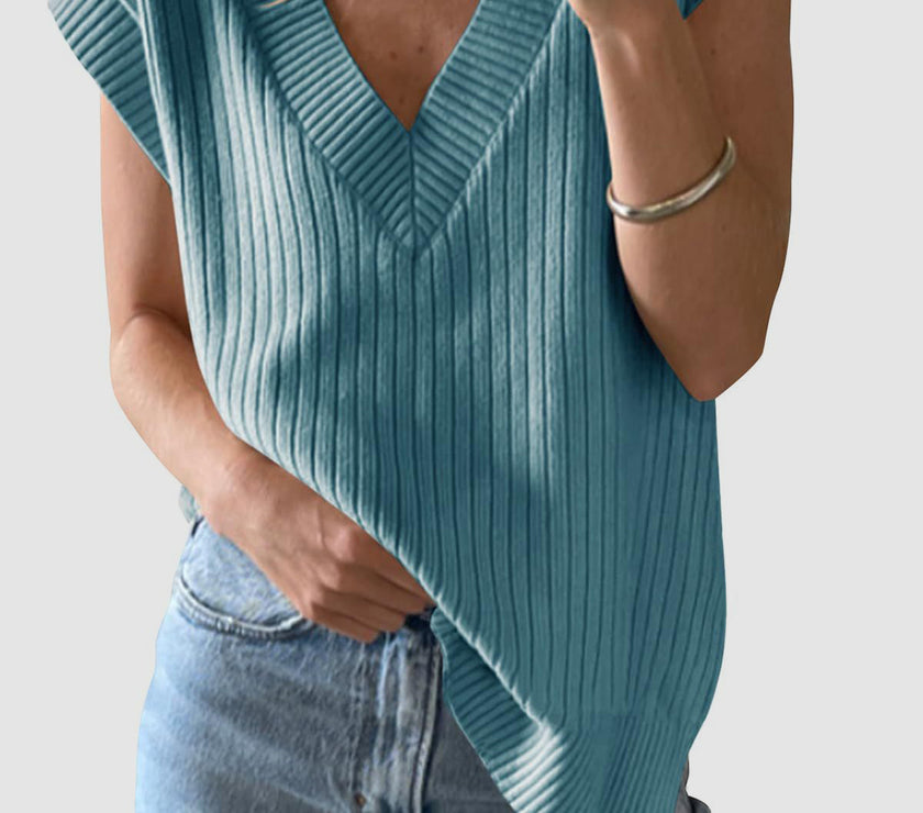 Mandy Ribbed V-Neck Sweater Vest