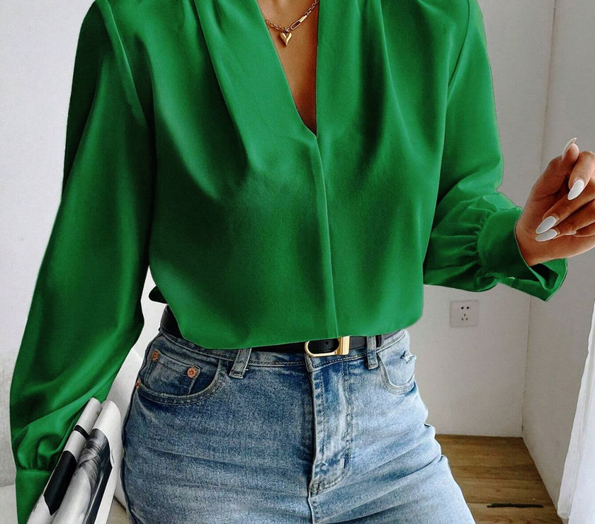 V Neck Long Sleeve Top