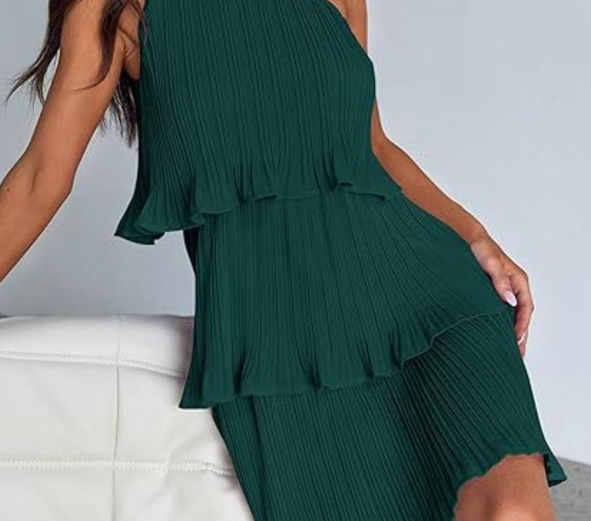 Layered Single Shoulder Mini Dress