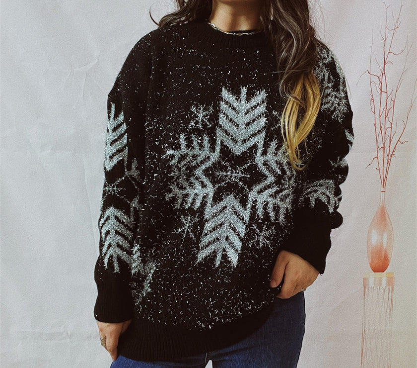 Snowflake Pattern Long Sleeve Sweater