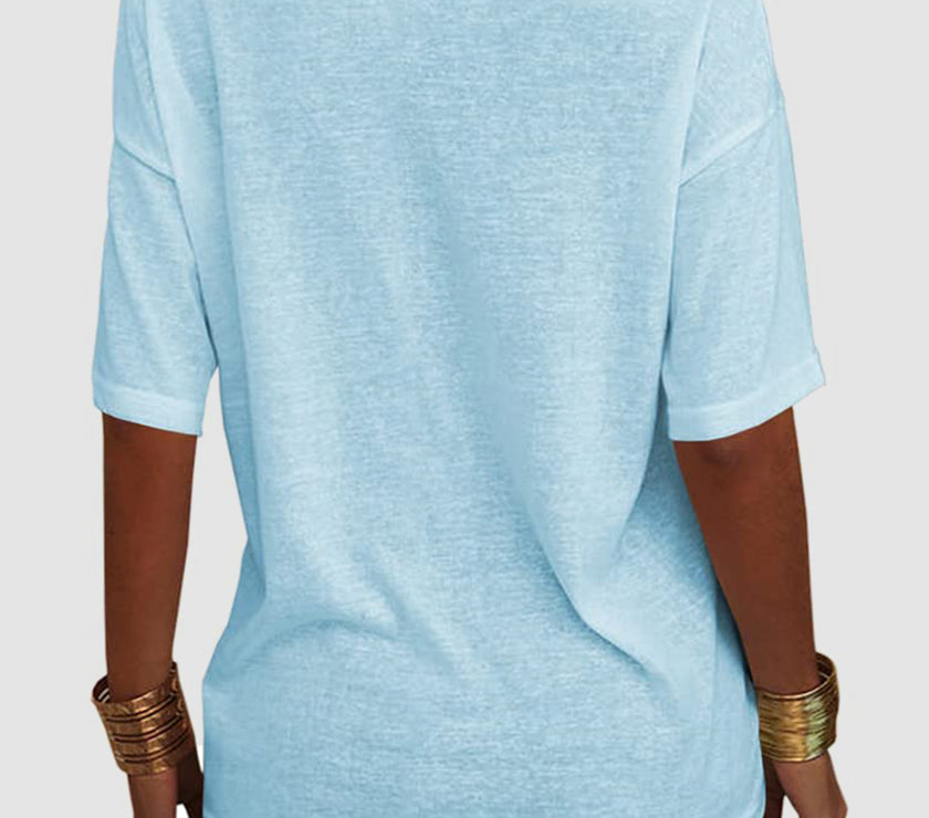 V-Neck Dropped Shoulder Half Sleeve T-Shirt