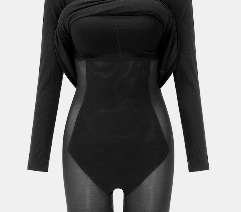 Basic Bae Built-In Shapewear Square Neck Long Sleeve Maxi Dress