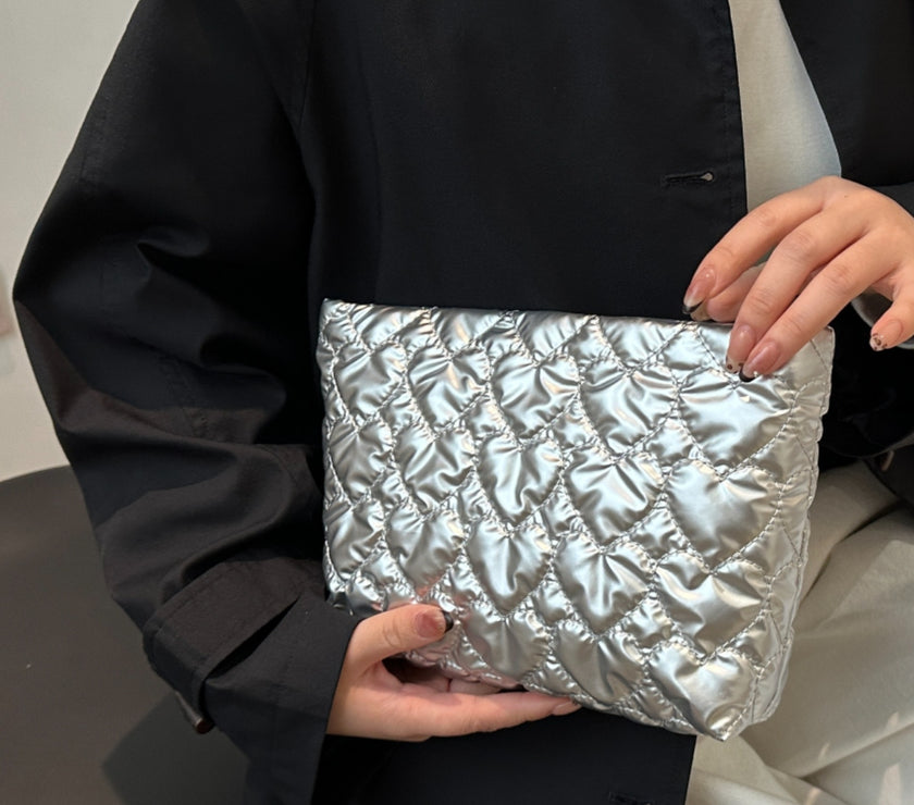 Ruched Heart Clutch with Zipper