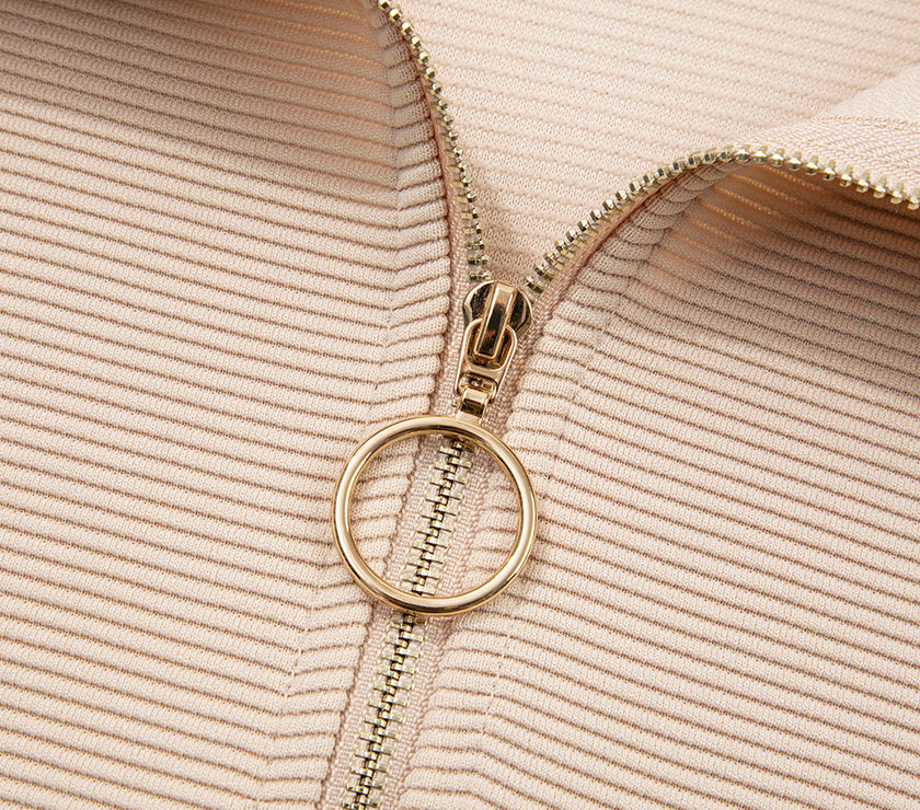 Parchment Textured Half Zip Kangaroo Pocket Top Drawstring Shorts Set