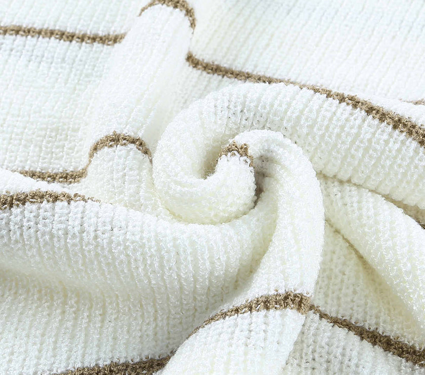 Striped V-Neck Drop Shoulder Sweater