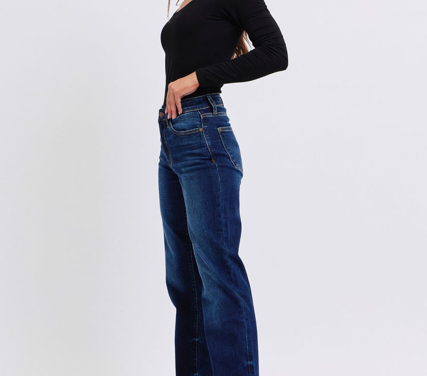 Judy Blue Full Size Raw Hem Straight Leg Jeans