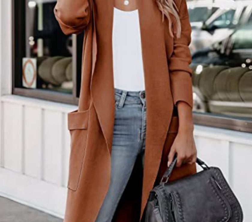 Open Front Dropped Shoulder Outerwear