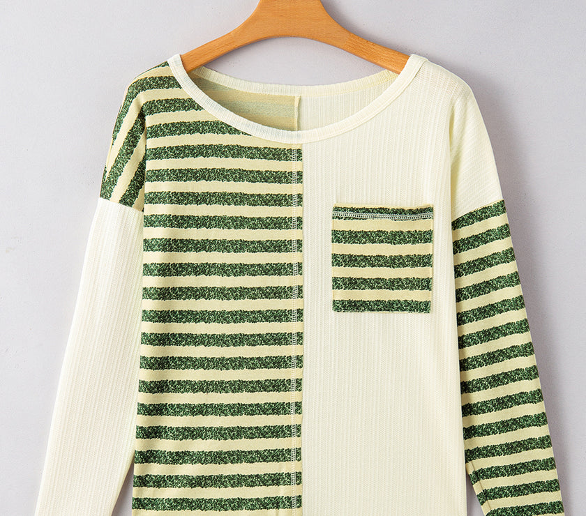 Striped Round Neck Long Sleeve Top