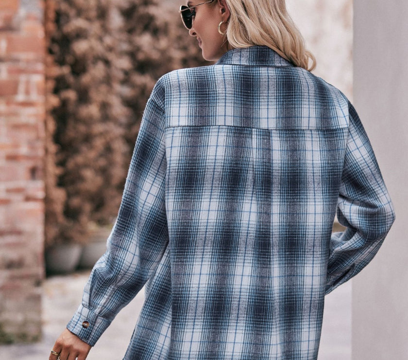 Mandy Plaid Dropped Shoulder Longline Shirt