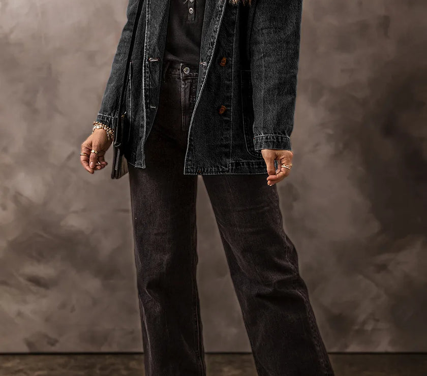 Pocketed Long Sleeve Denim Jacket