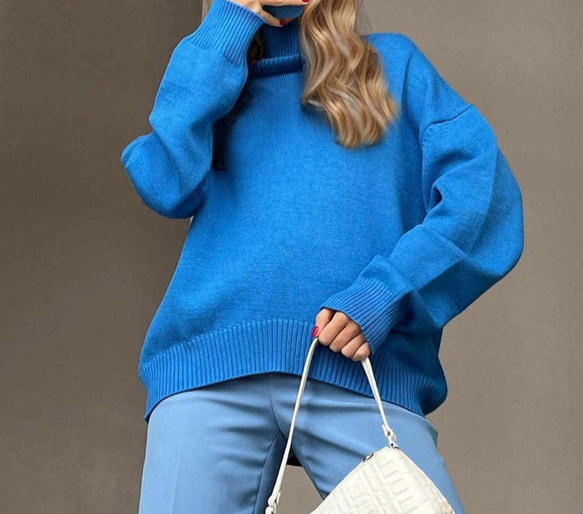 Basic Bae Turtleneck Dropped Shoulder Long Sleeve Sweater