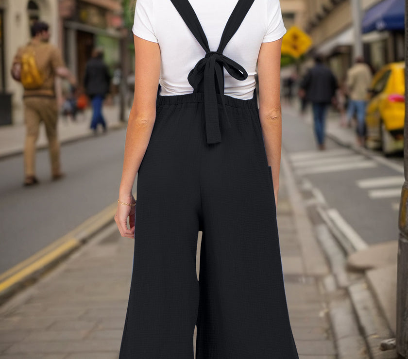 Double Take Full Size Wide Leg Overalls with Pockets