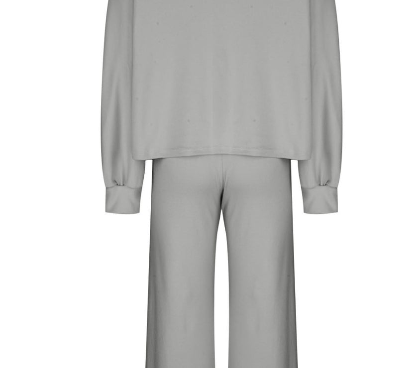 Round Neck Long Sleeve Top and Pants Set