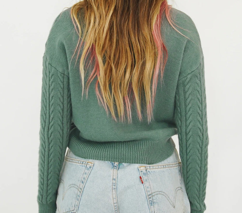 Cable Knit Turtleneck Long Sleeve Sweater