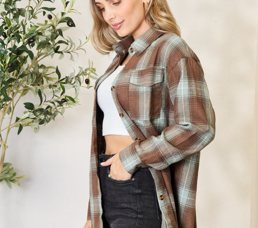 Mandy Plaid Dropped Shoulder Shirt
