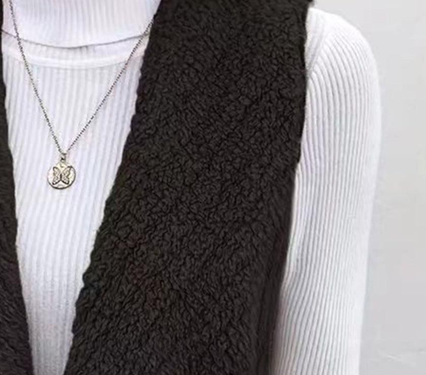 Open Front Fuzzy Vest Coat