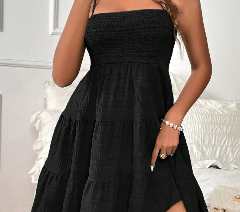Smocked Tiered Sleeveless Mini Dress
