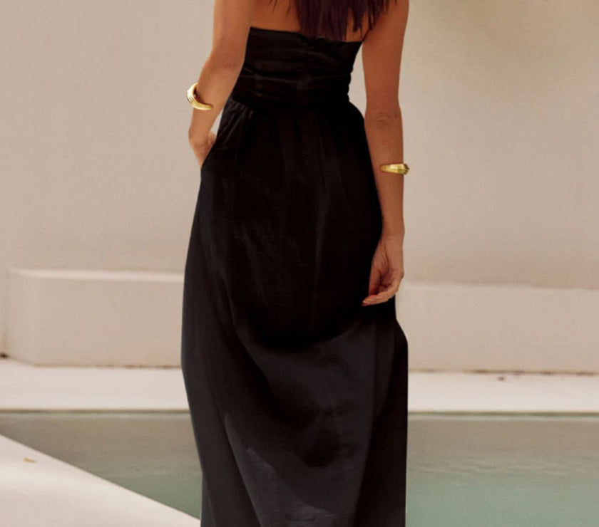 Devine Ruched Halter Neck Midi Dress