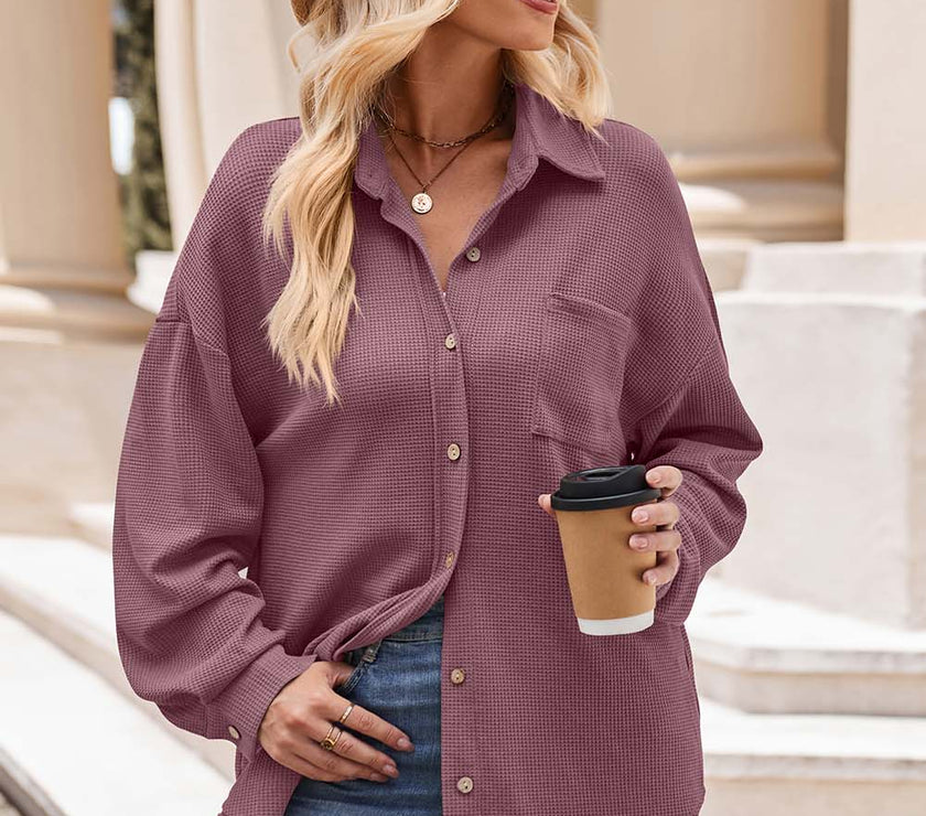 Mandy Collared Neck Dropped Shoulder Shirt