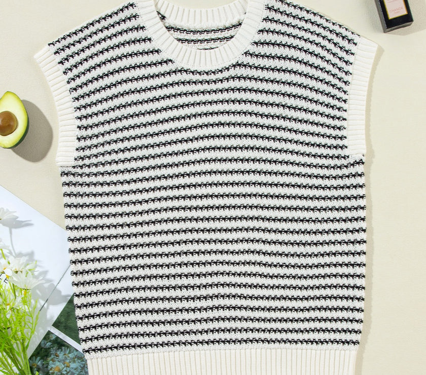 Striped Round Neck Sweater Vest