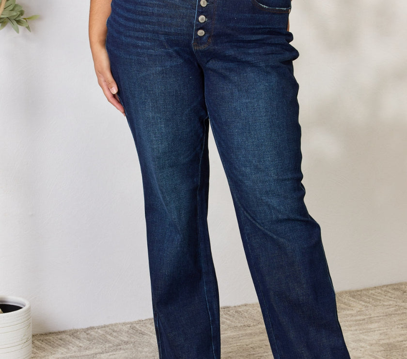 Judy Blue Full Size Button-Fly Straight Jeans