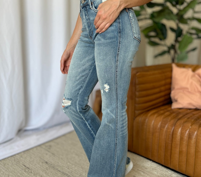 Judy Blue Full Size Medium Rise Tummy Control Destroy Flare