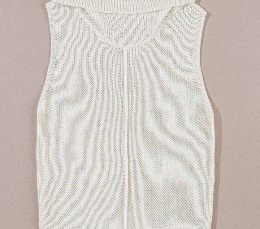 Central Seam Turtleneck Sleeveless Sweater Vest