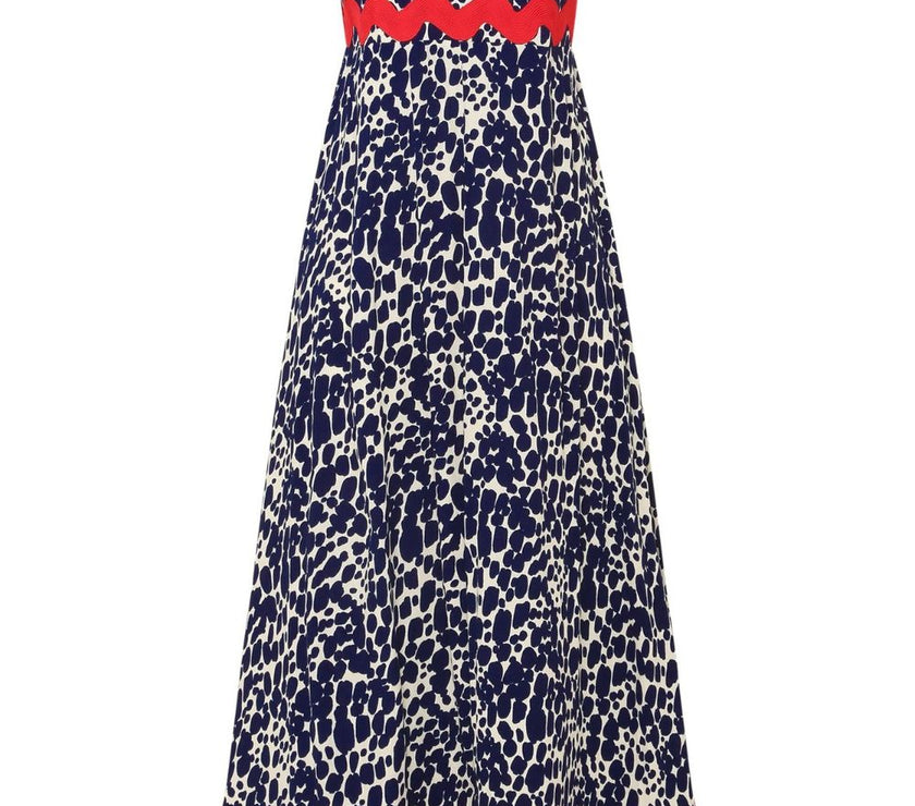 Printed Square Neck Wide Strap Maxi Dress