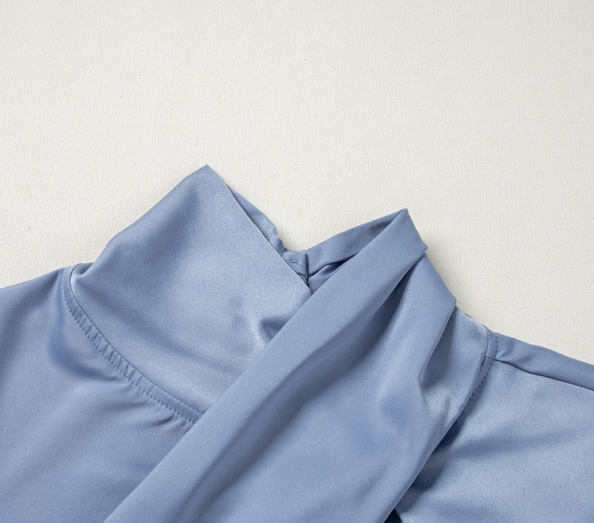 Cutout Turtleneck Long Sleeve Blouse