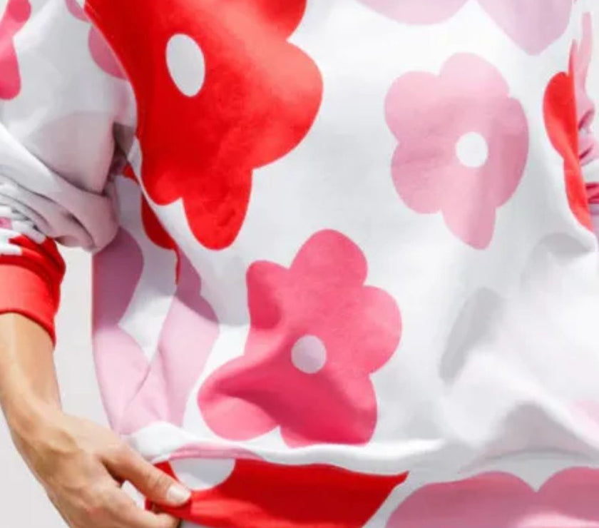 Flower Round Neck Long Sleeve Top and Pants Lounge Set