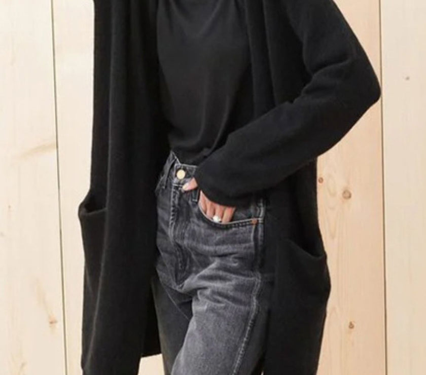 Open Front Long Sleeve Cardigan with Pockets