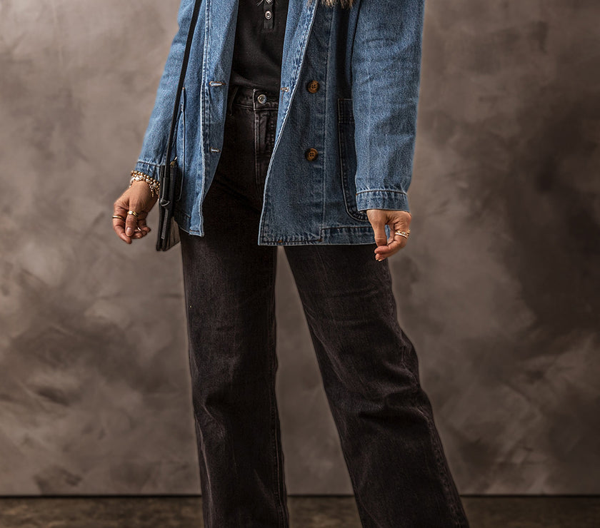Pocketed Long Sleeve Denim Jacket